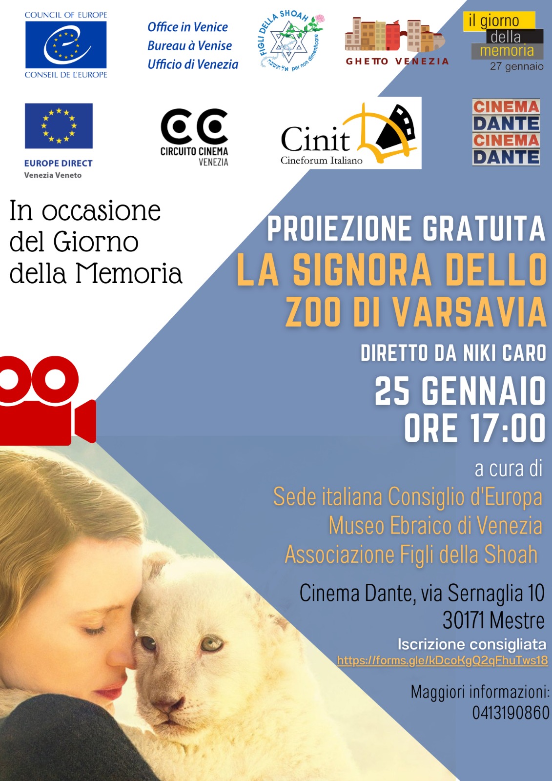 Proiezione del film "La signora dello zoo di Varsavia"